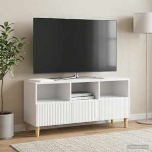 TV omarica Bela visok sijaj 102 x 34,5 x 50 cm Inženirski les