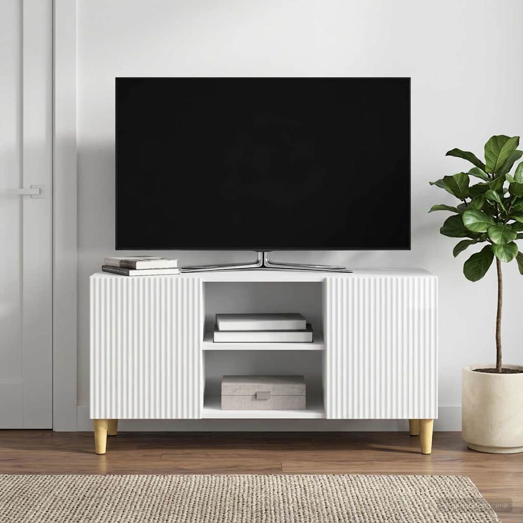 TV-kaappi Korkeakiiltoinen valkoinen 102 x 34,5 x 50 cm