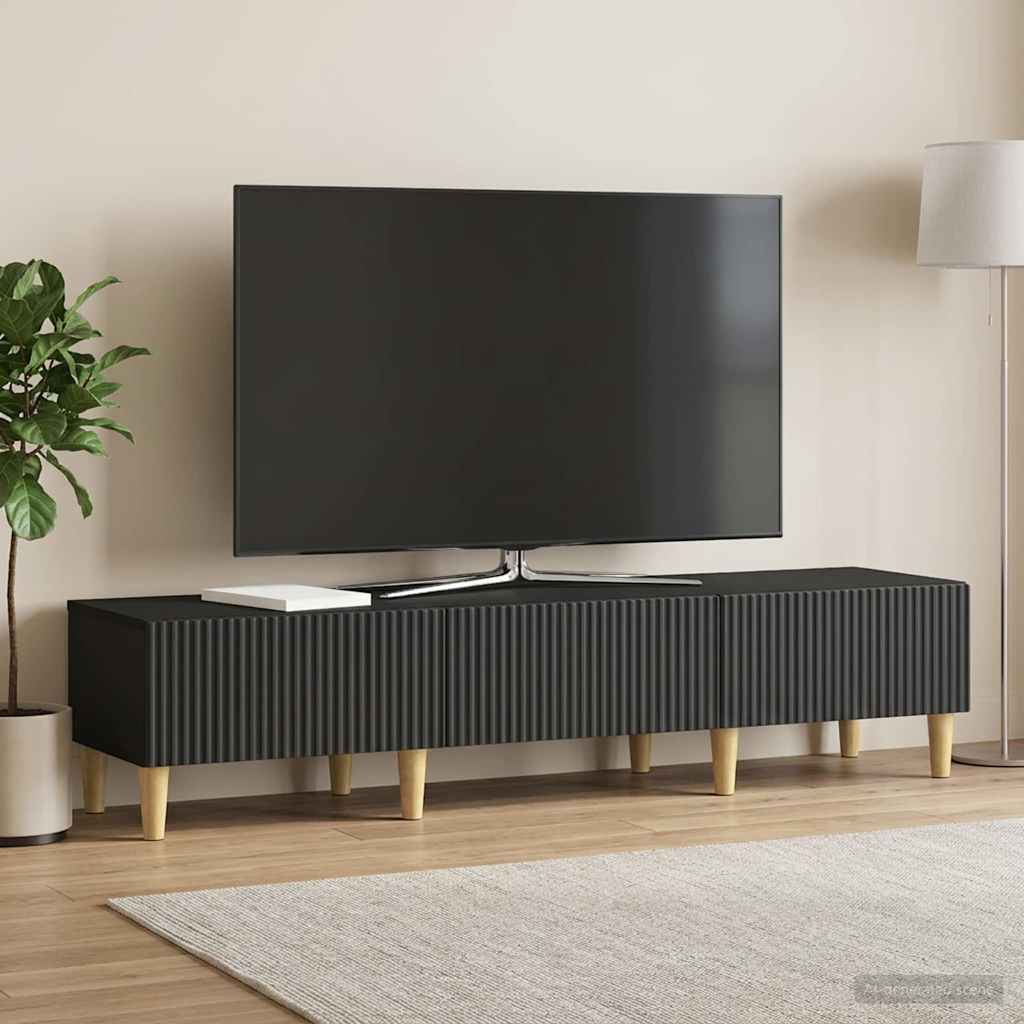 vidaXL Cabinet TV cu sertar Negru 147 x 34,5 x 30 cm Lemn prelucrat