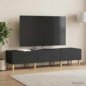 TV omarica s predalom Črna 147 x 34,5 x 30 cm Inženirski les