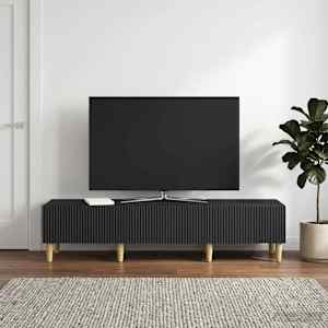 TV omarica s predalom Črna 147 x 34,5 x 30 cm Inženirski les