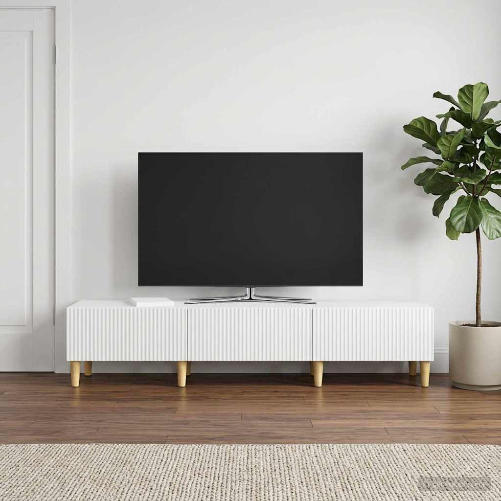 TV-kaappi Korkeakiiltoinen valkoinen 147 x 34,5 x 30 cm - Image 4