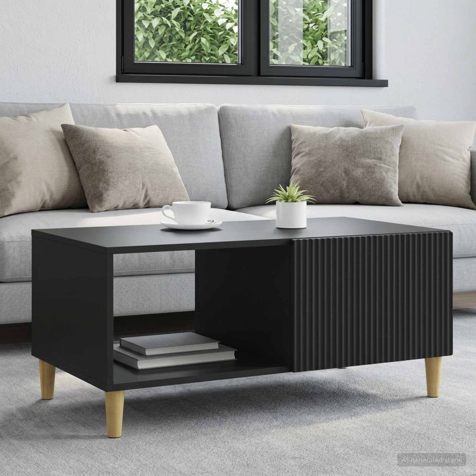 vidaXL Masă de cafea Negru 90 x 50 x 40 cm Lemn prelucrat