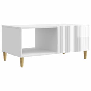 Klubska miza Bela visok sijaj 90 x 50 x 40 cm Inženirski les