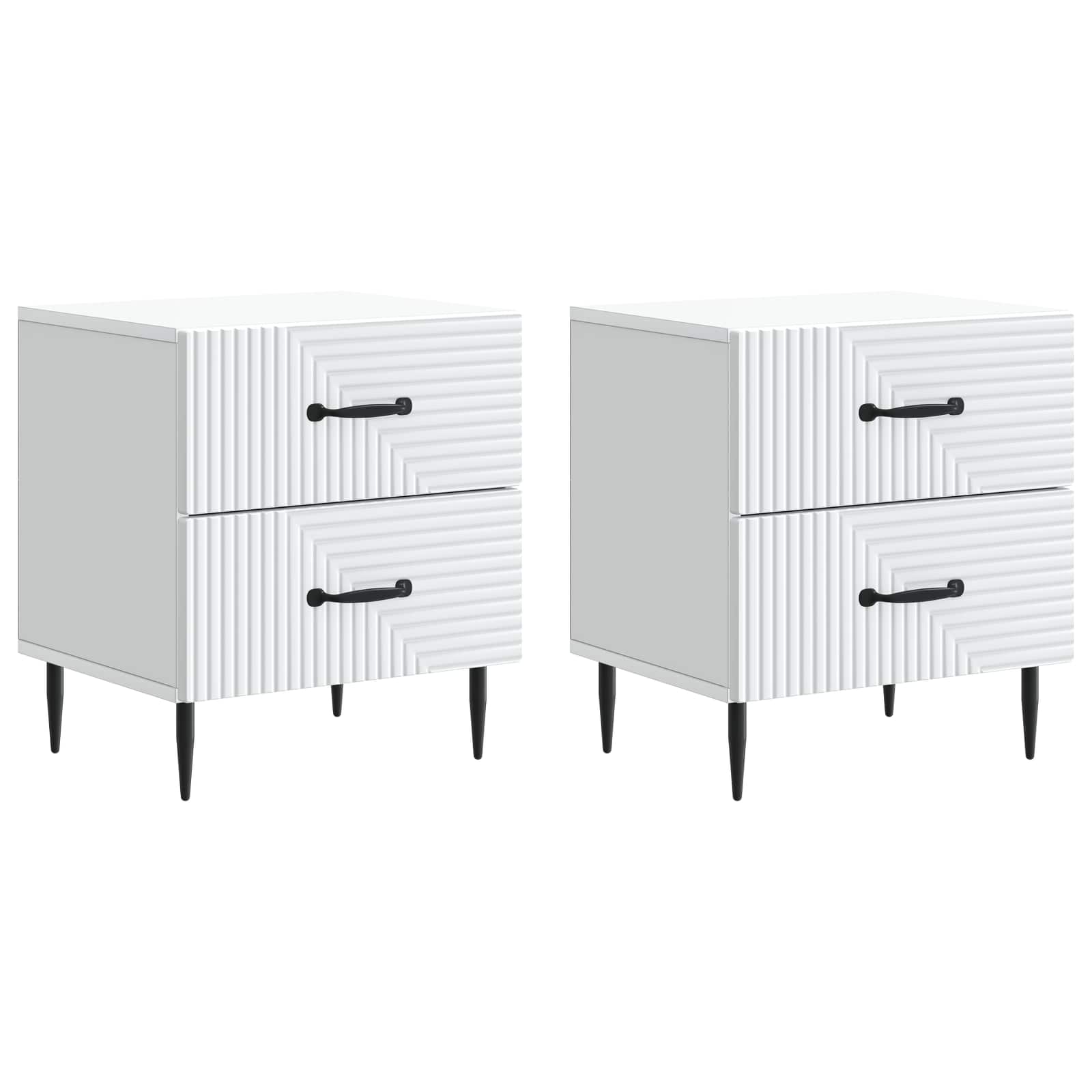 Нощен шкаф 2 pcs Бяло 43 x 34,5 x 47,5 см Инженерна дървесина