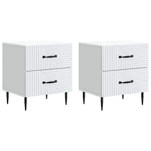 Noční skříňka 2 pcs Bílá 43 x 34,5 x 47,5 cm Kompozitní dřevo - obrázek 2