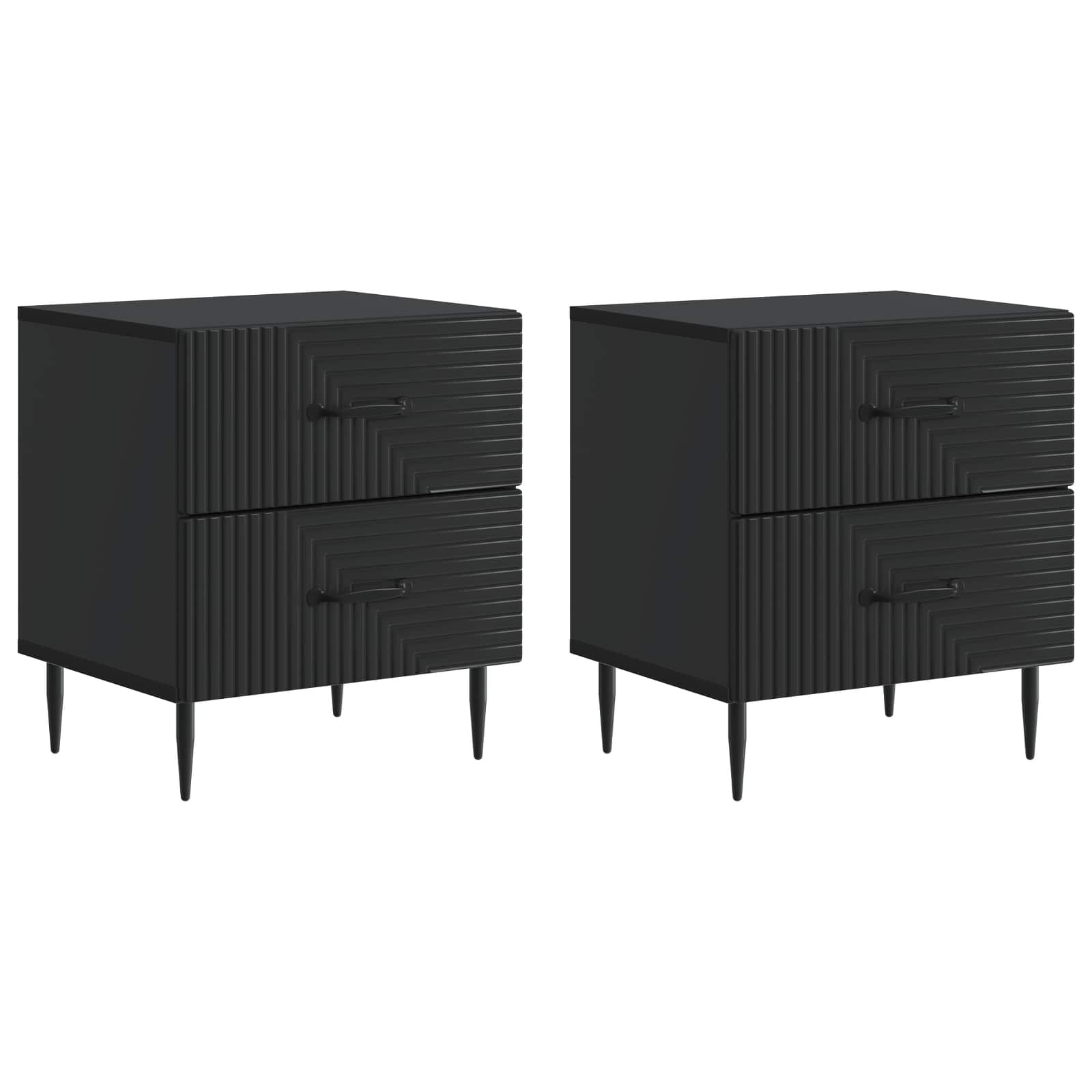 vidaXL Dulap de noapte 2 pcs Negru 43 x 34,5 x 47,5 cm Lemn prelucrat