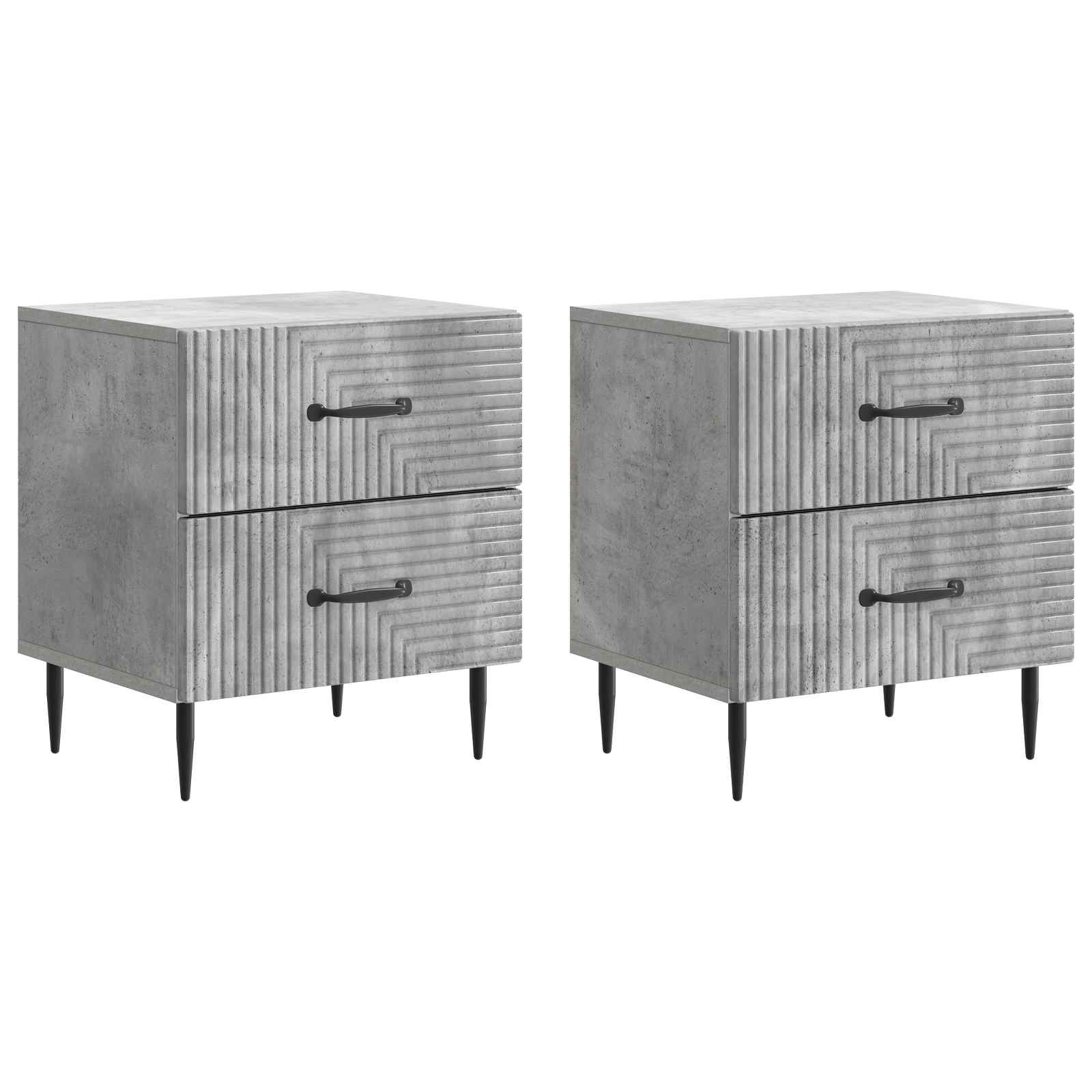 vidaXL Dulap de noapte cu sertar 2 pcs Gri Beton 43 x 34,5 x 47,5 cm