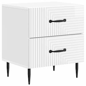 Nočna omarica s predalom Bela visok sijaj 43 x 34,5 x 47,5 cm