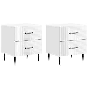 Nočna omarica 2 pcs Bela visok sijaj 43 x 34,5 x 47,5 cm