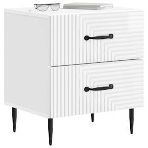 Noční skříňka 2 pcs Bílá s vysokým leskem 43 x 34,5 x 47,5 cm - obrázek 3