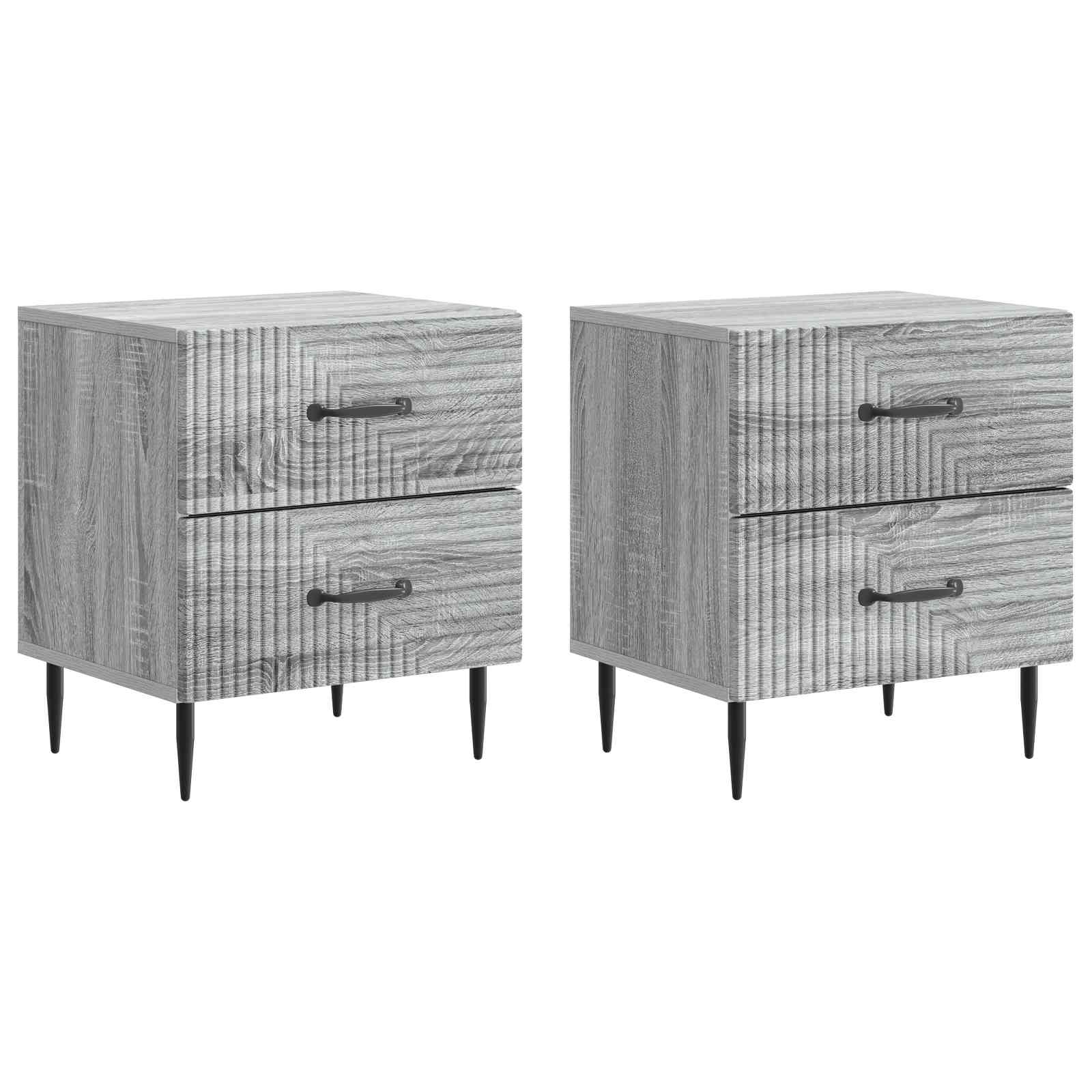 vidaXL Dulap de noapte cu sertar 2 pcs Sonoma gri 43 x 34,5 x 47,5 cm