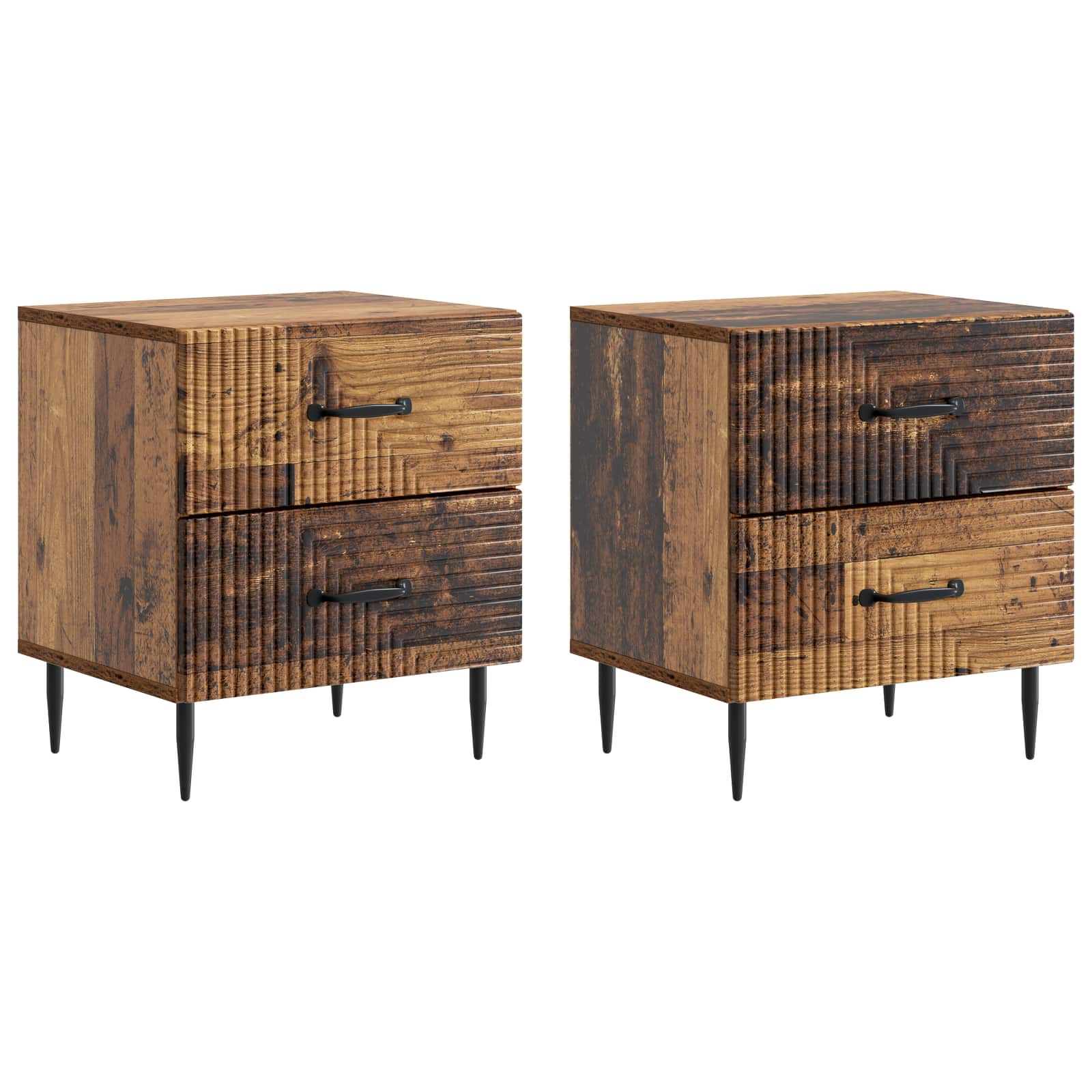 vidaXL Dulap de noapte cu sertar 2 pcs Lemn vechi 43 x 34,5 x 47,5 cm