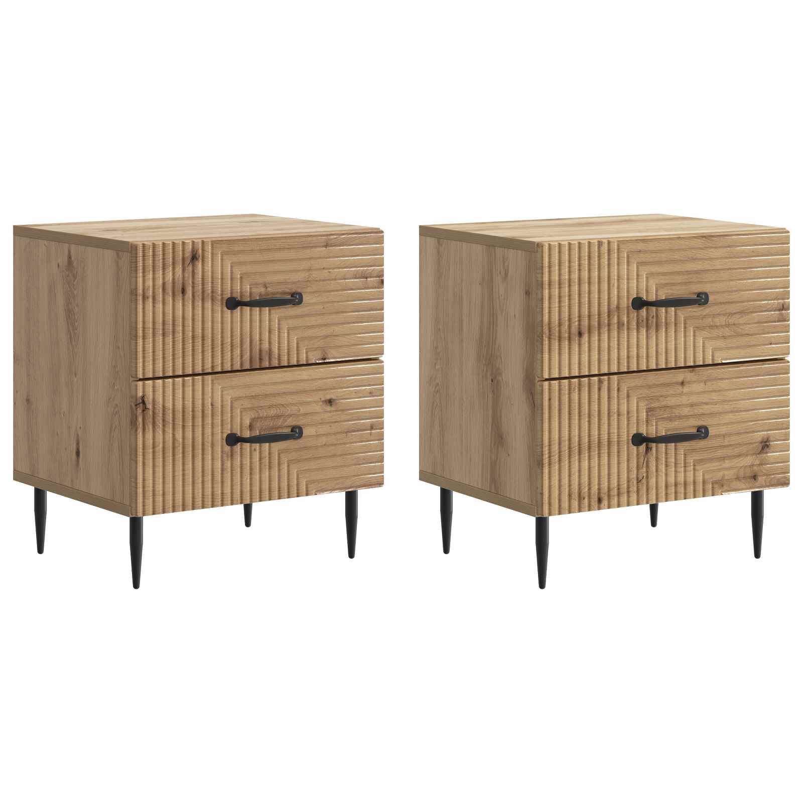 vidaXL Dulap de noapte 2 pcs Stejar Artizanal 43 x 34,5 x 47,5 cm