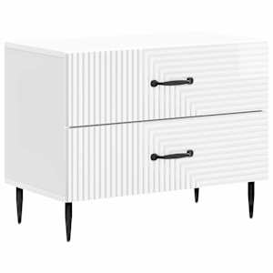 Nočna omarica s predalom Bela visok sijaj 62 x 34,5 x 47,5 cm