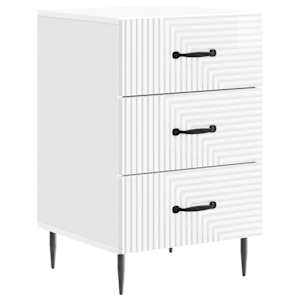 Nočna omarica Bela visok sijaj 43 x 41 x 66,5 cm Inženirski les