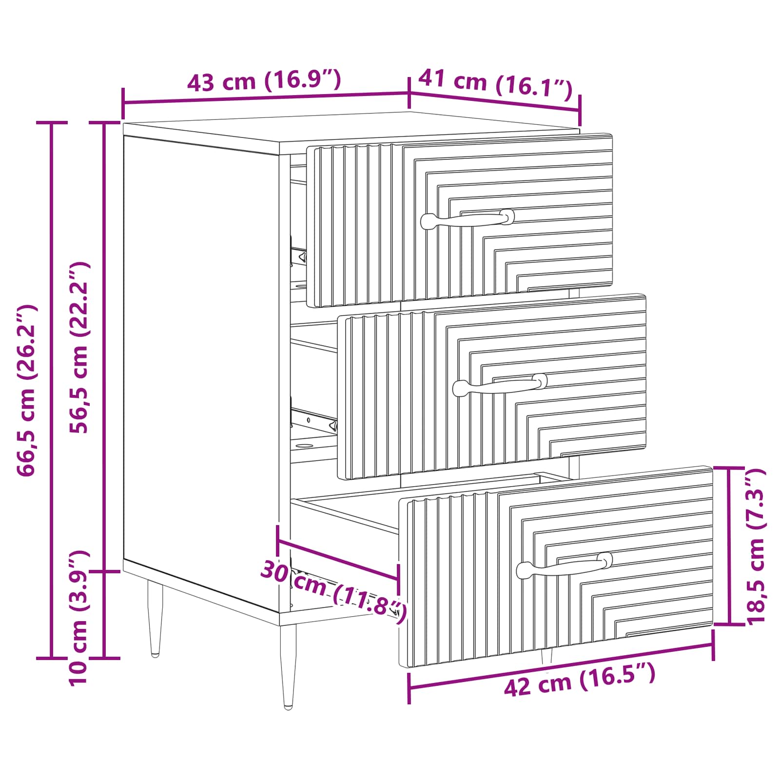 Nočna omarica Dimljen hrast 43 x 41 x 66,5 cm Inženirski les - slika 9