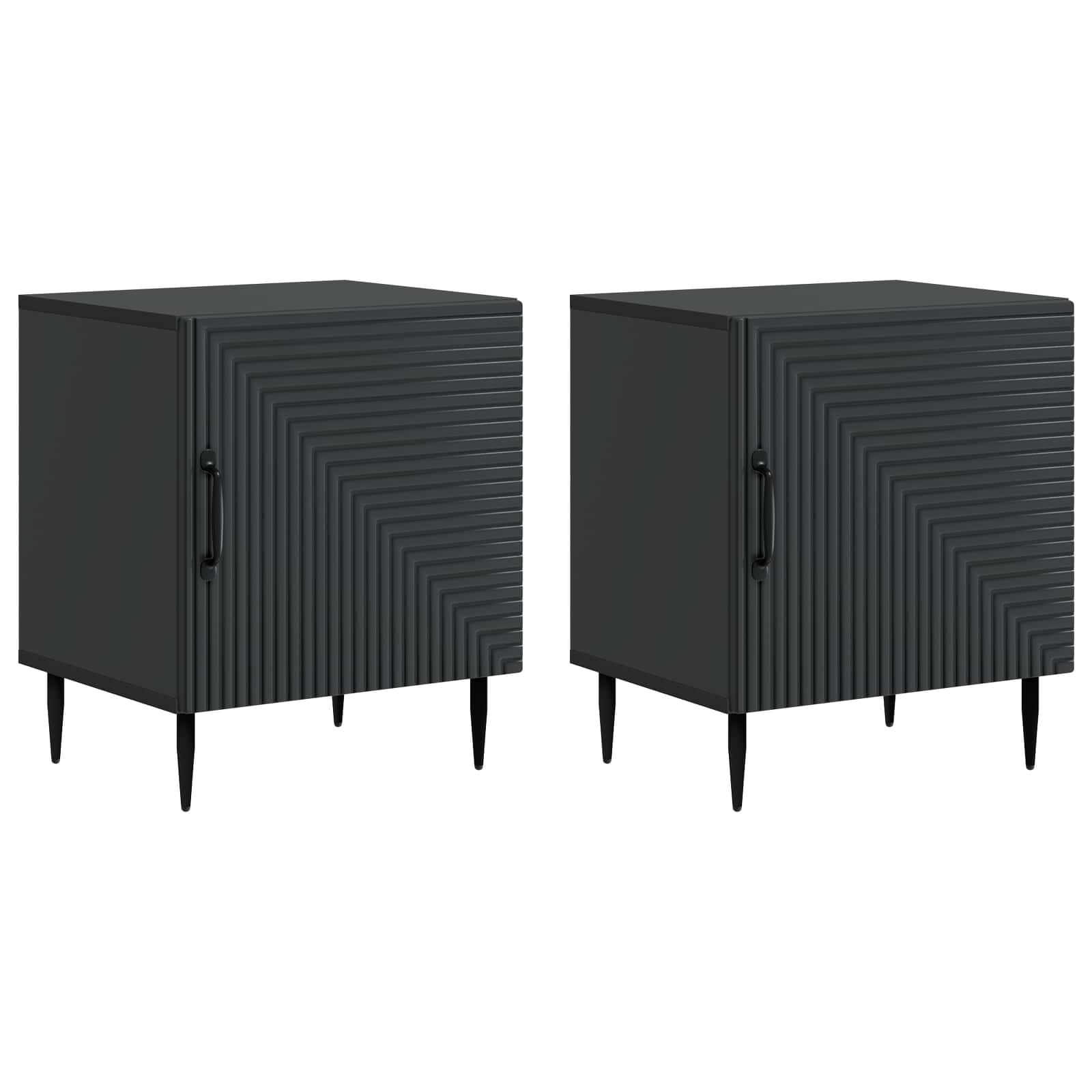 vidaXL Dulap de noapte 2 pcs Negru 43 x 34,5 x 50 cm Lemn prelucrat