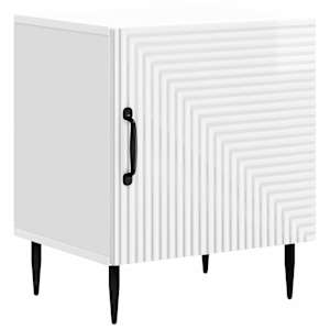 Nočna omarica Bela visok sijaj 43 x 34,5 x 50 cm Inženirski les