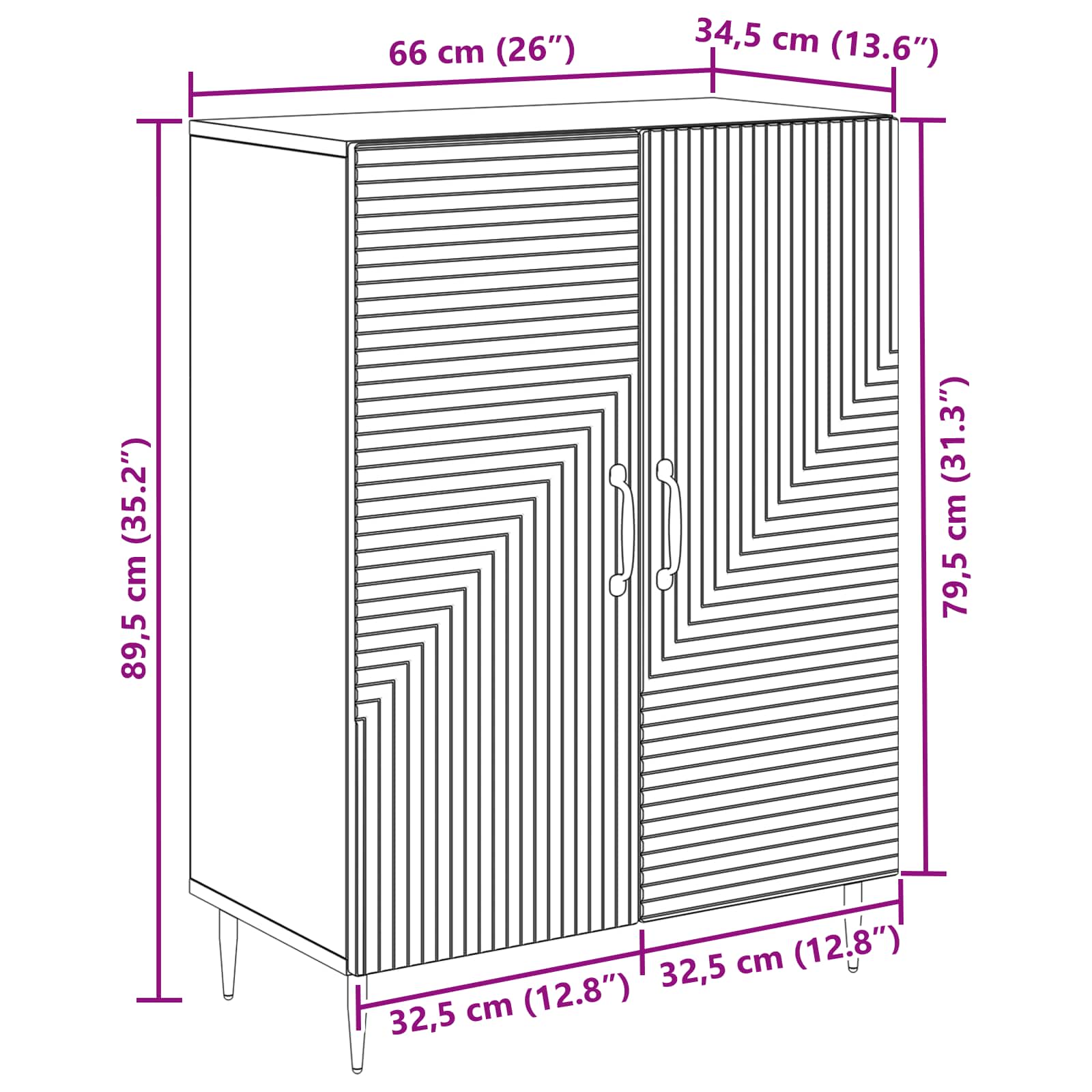 Servírovací skříň Černá 66 x 34,5 x 89,5 cm Kompozitní dřevo - obrázek 9