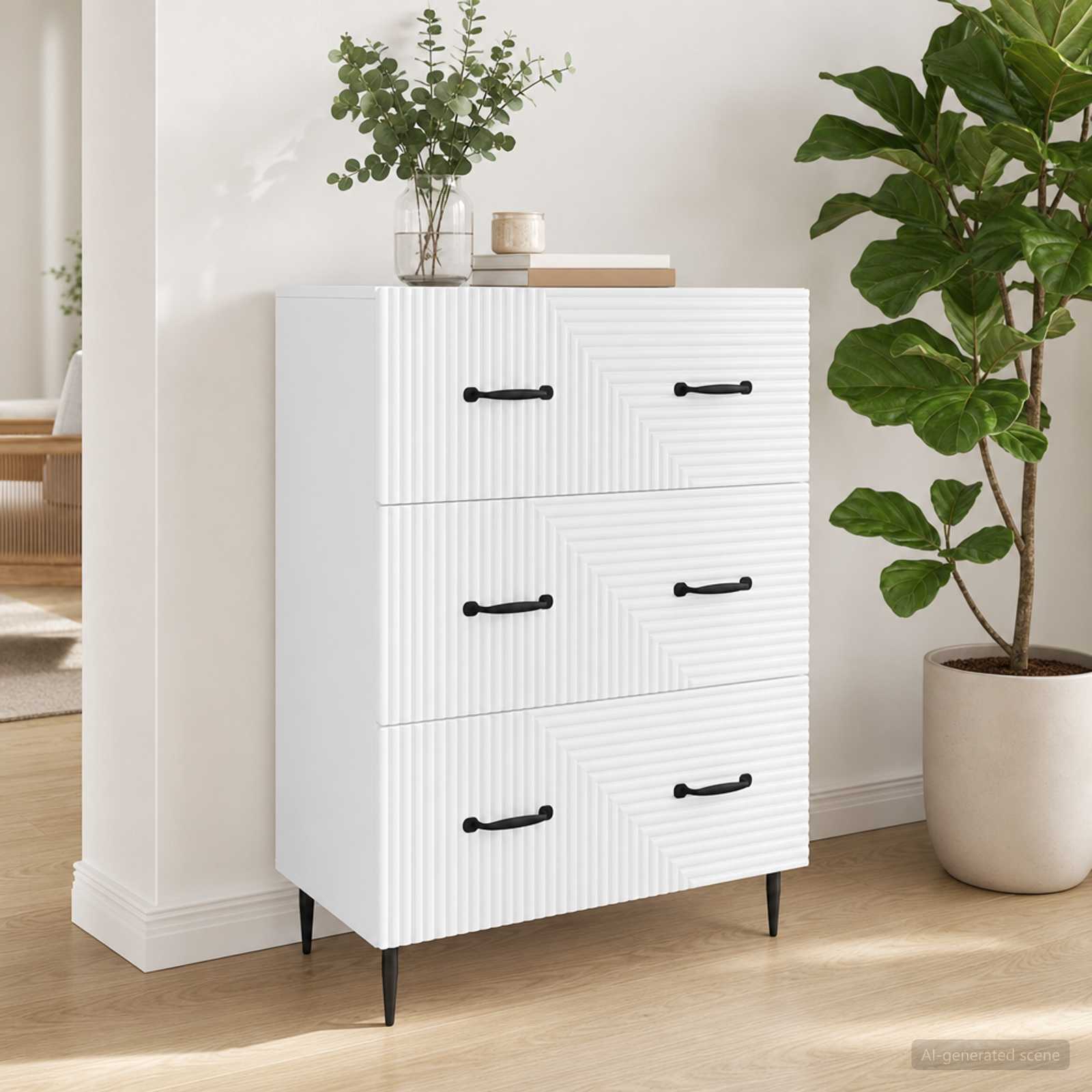 vidaXL Dulap cu sertare Alb 66 x 34,5 x 89,5 cm Lemn prelucrat
