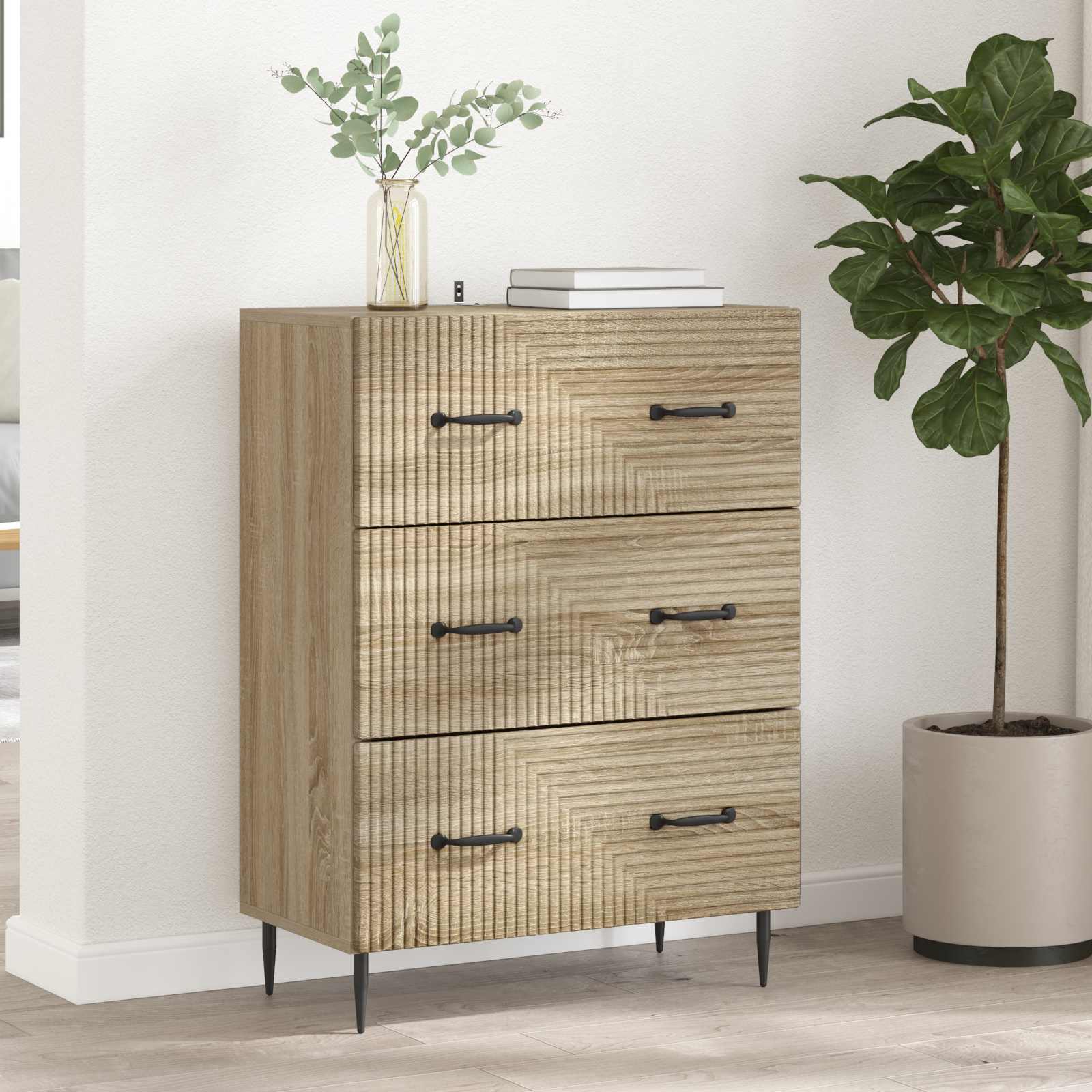 vidaXL Dulap cu sertare Stejar Sonoma 66 x 34,5 x 89,5 cm
