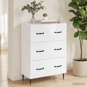 Predalna omara Bela visok sijaj 66 x 34,5 x 89,5 cm