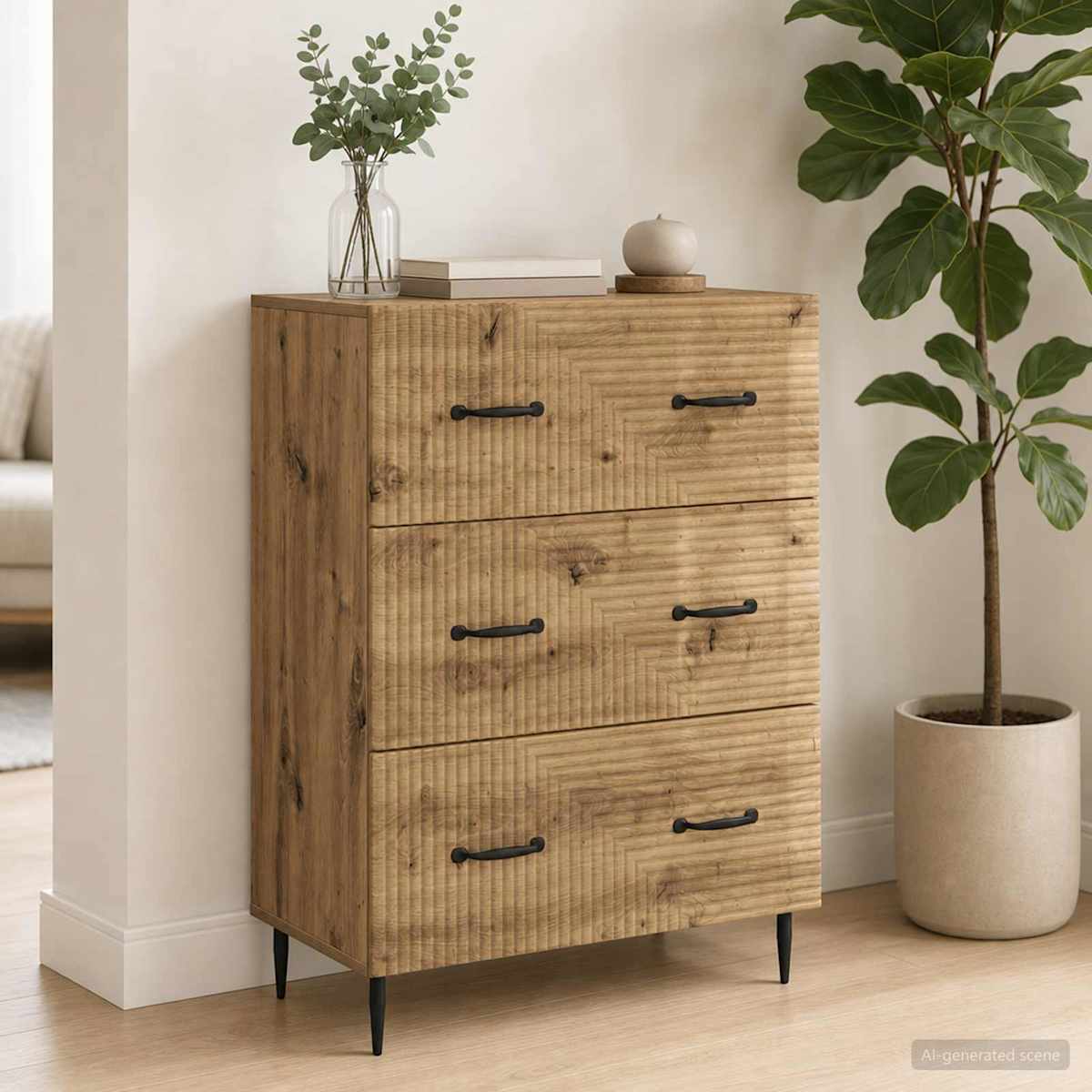 Skuffeskab 66 x 34,5 x 89,5 cm Konstrueret træ