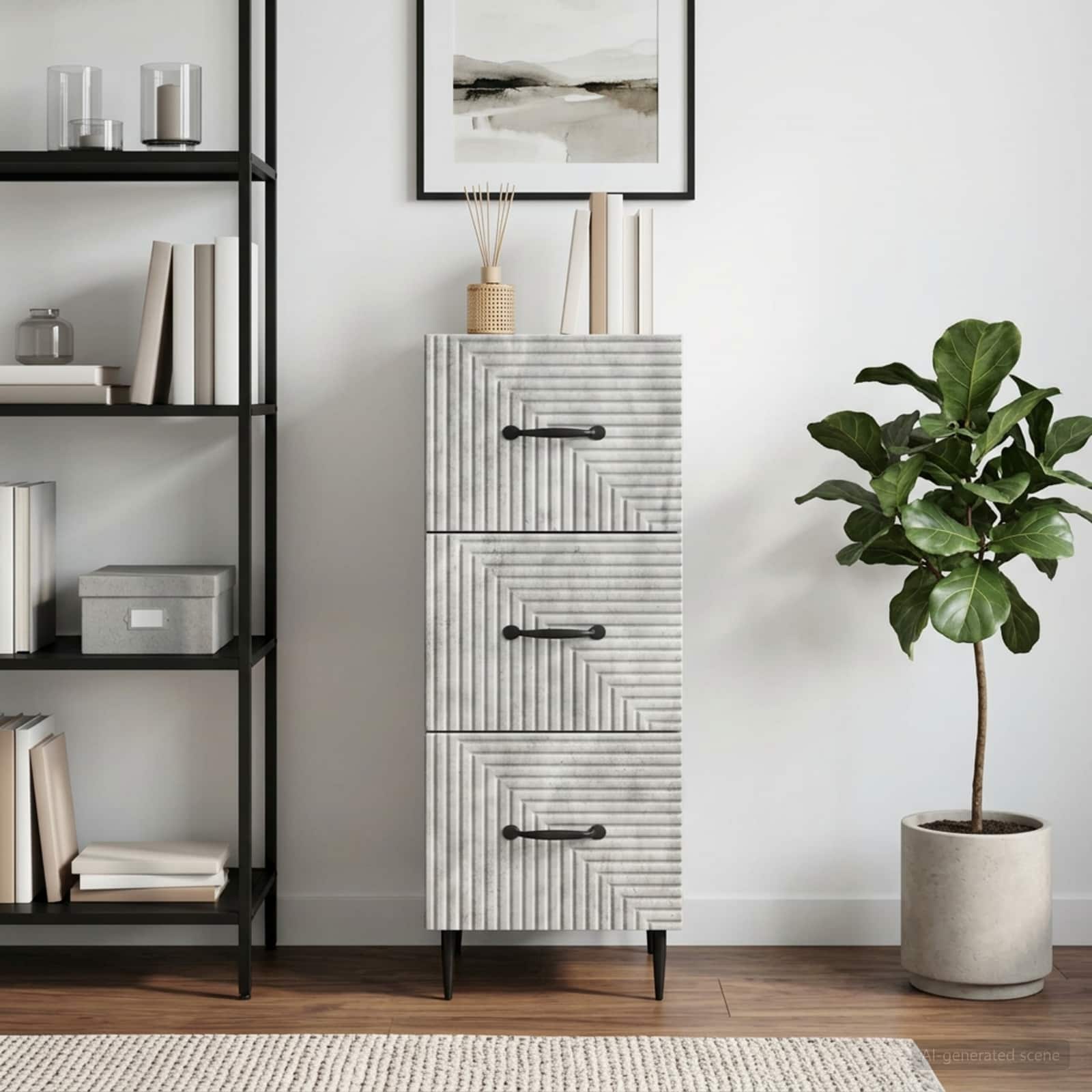 Ντουλάπι με Συρτάρια Γκρι Σκυροδέματος 33 x 34,5 x 89,5 εκ - Image 4