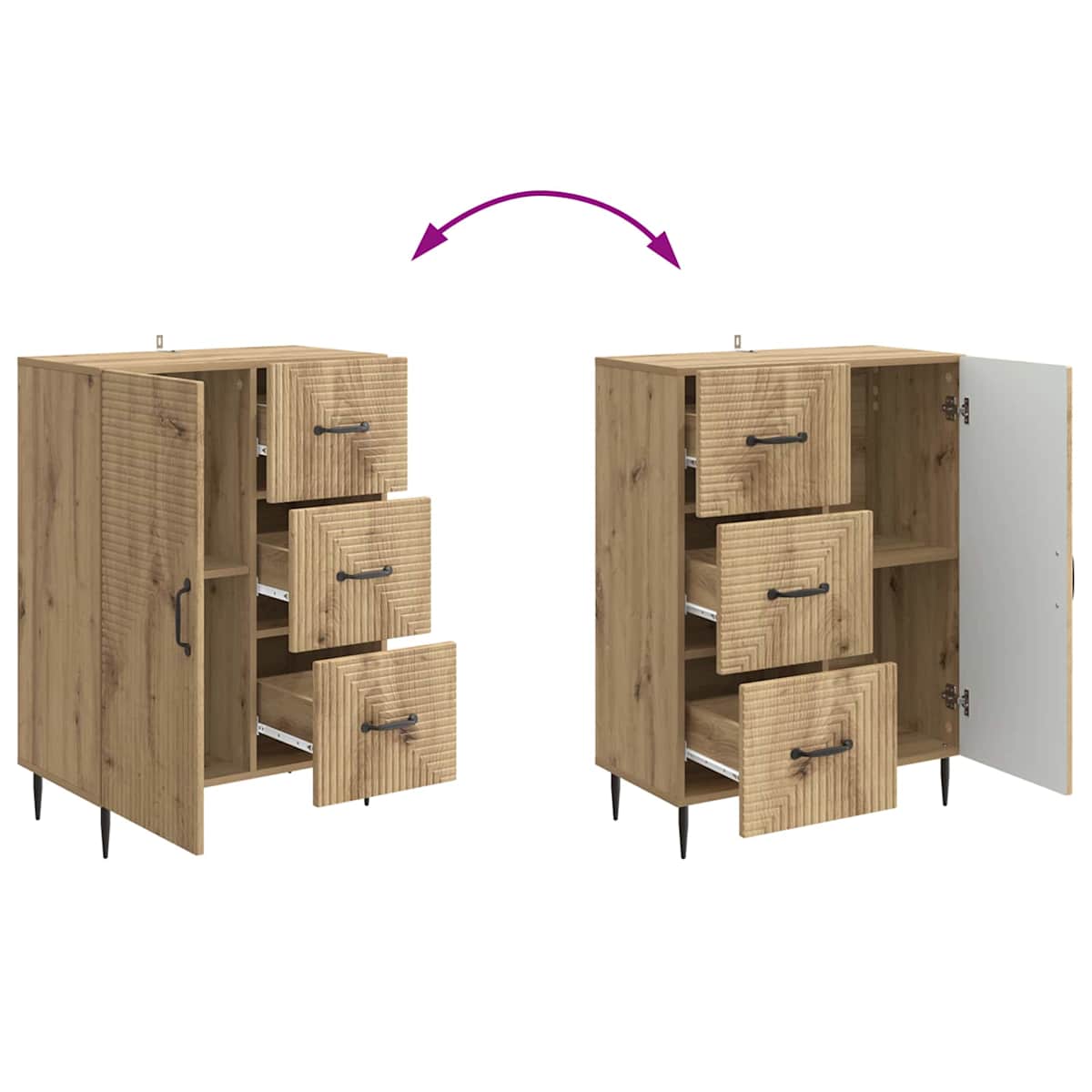 Sideboard 66 x 34,5 x 89,5 cm Konstrueret træ - Billede 9