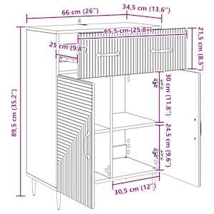 Servírovací skříň se zásuvkou Staré dřevo 66 x 34,5 x 89,5 cm - obrázek 10