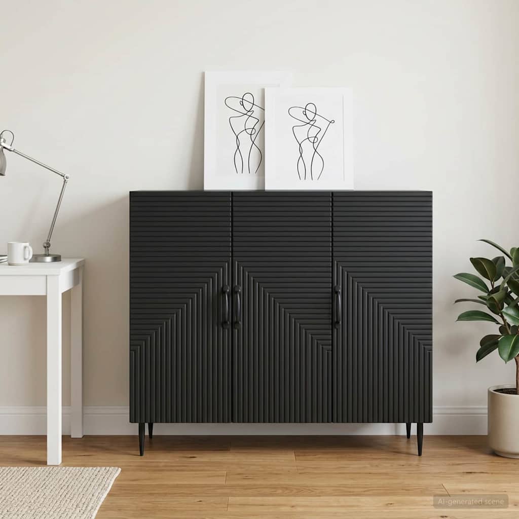 vidaXL Sivupöytä Musta 89 x 34,5 x 80 cm Tekninen puu