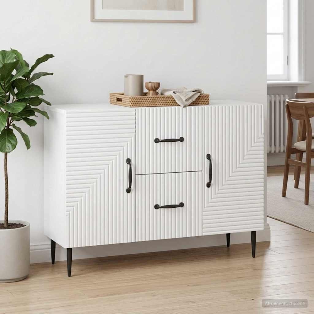 Sideboard Hochglanz Weiß 89 x 34,5 x 60 cm Holzwerkstoff – Ansicht 4