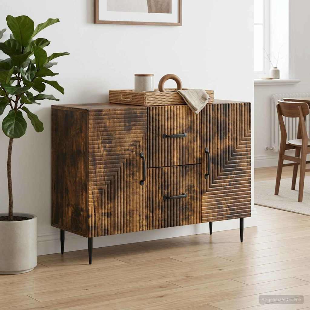 Sideboard Geräucherte Eiche 89 x 34,5 x 60 cm Holzwerkstoff