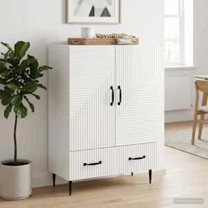 Servírovací skříň Bílá s vysokým leskem 66 x 34,5 x 95 cm - obrázek 3