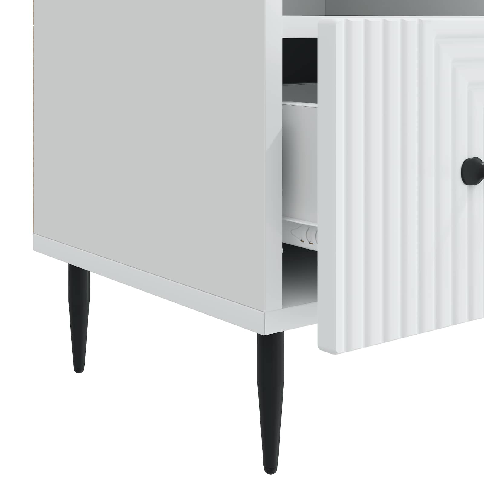 TV omarica s predalom Bela 102 x 34,5 x 50 cm Inženirski les - slika 7
