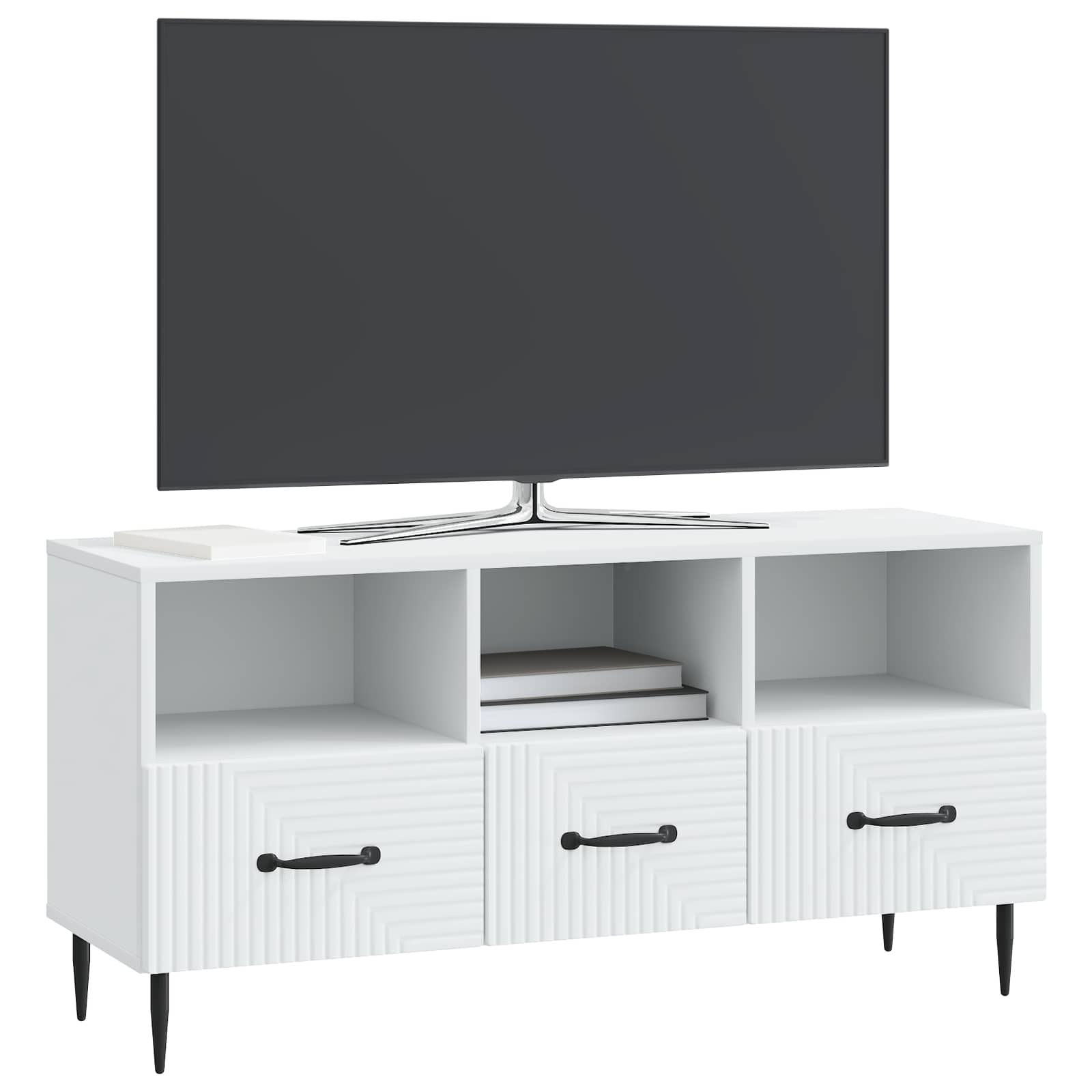 TV omarica s predalom Bela 102 x 34,5 x 50 cm Inženirski les - slika 2