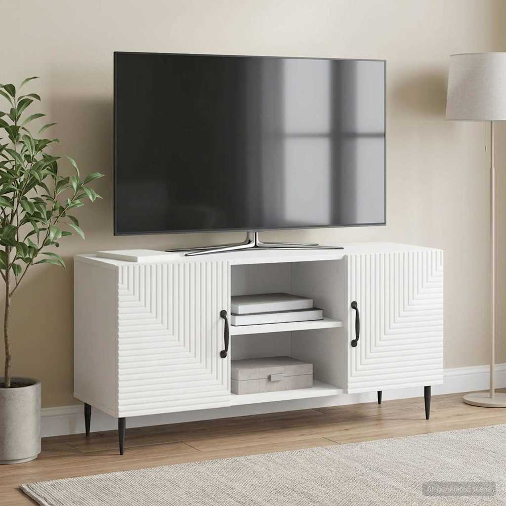 TV omarica Bela visok sijaj 102 x 34,5 x 50 cm Inženirski les
