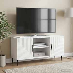 TV omarica Bela visok sijaj 102 x 34,5 x 50 cm Inženirski les
