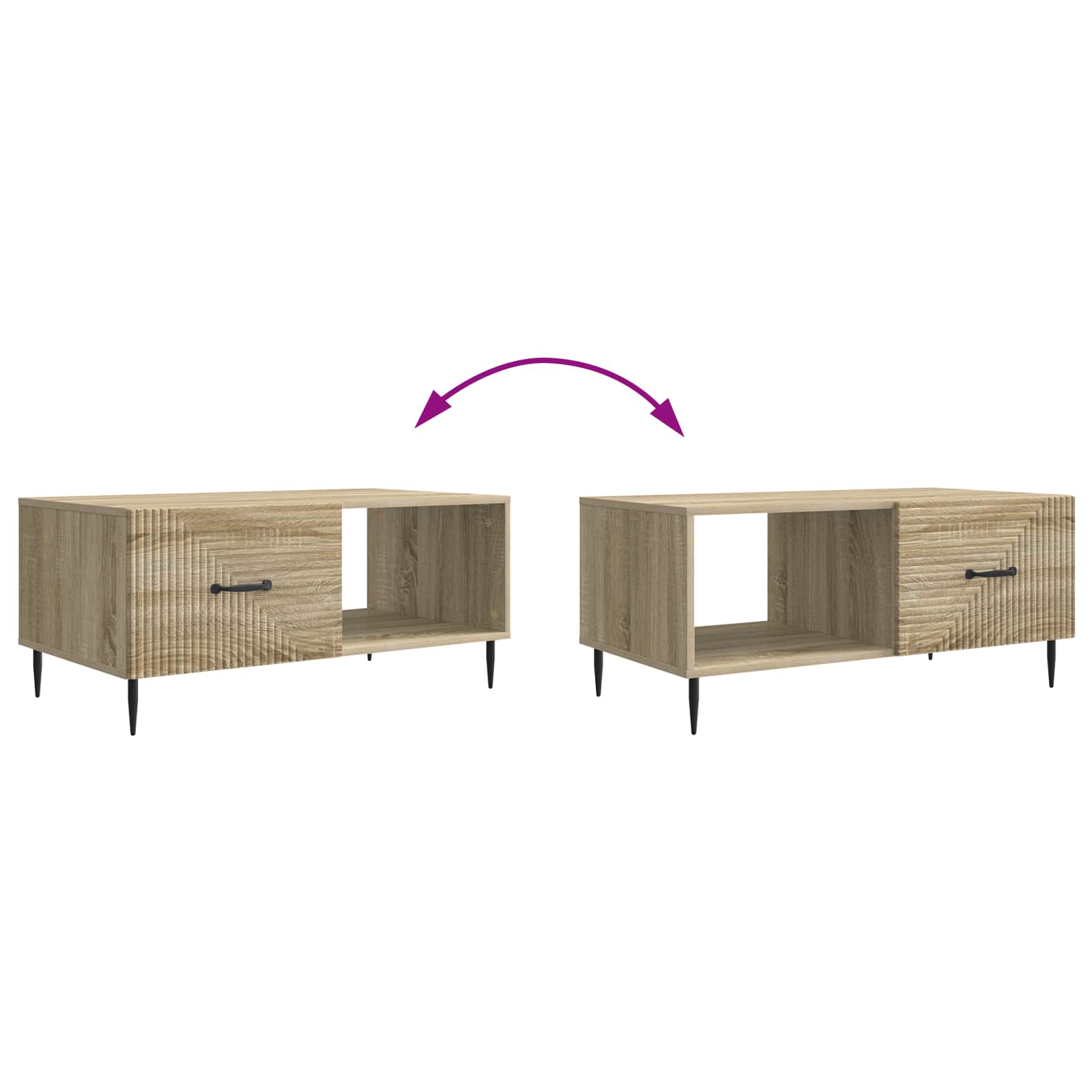 Klubska miza Sonoma hrast 90 x 50 x 40 cm Inženirski les - slika 9