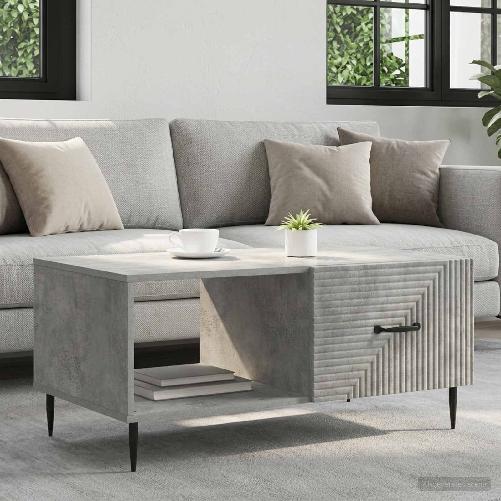vidaXL Masă de cafea Gri Beton 90 x 50 x 40 cm Lemn prelucrat