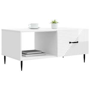 Konferenční stolek Bílá s vysokým leskem 90 x 50 x 40 cm - obrázek 3