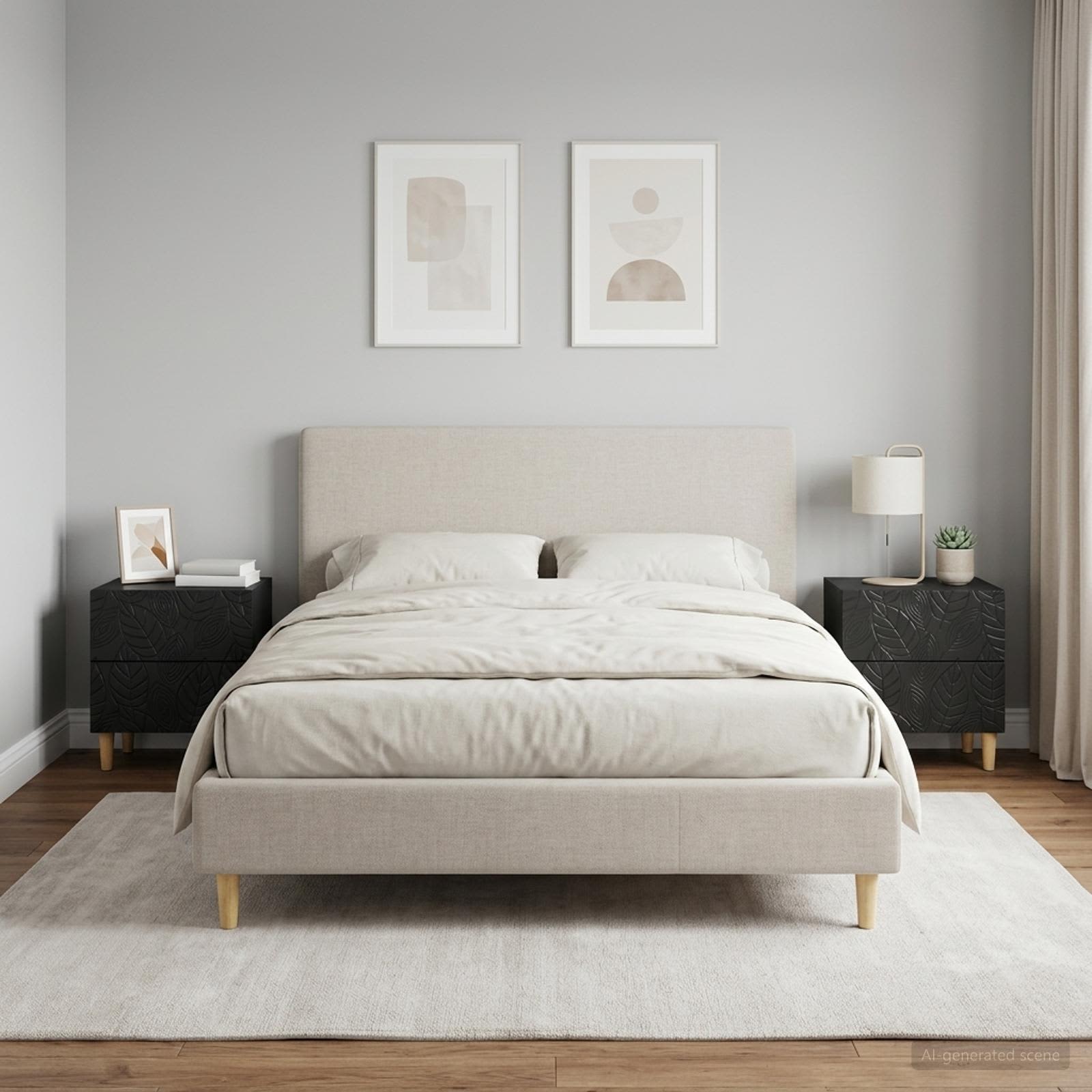 Κομοδίνο 2 pcs Μαύρο 43 x 34,5 x 48 εκ Επεξεργασμένο Ξύλο