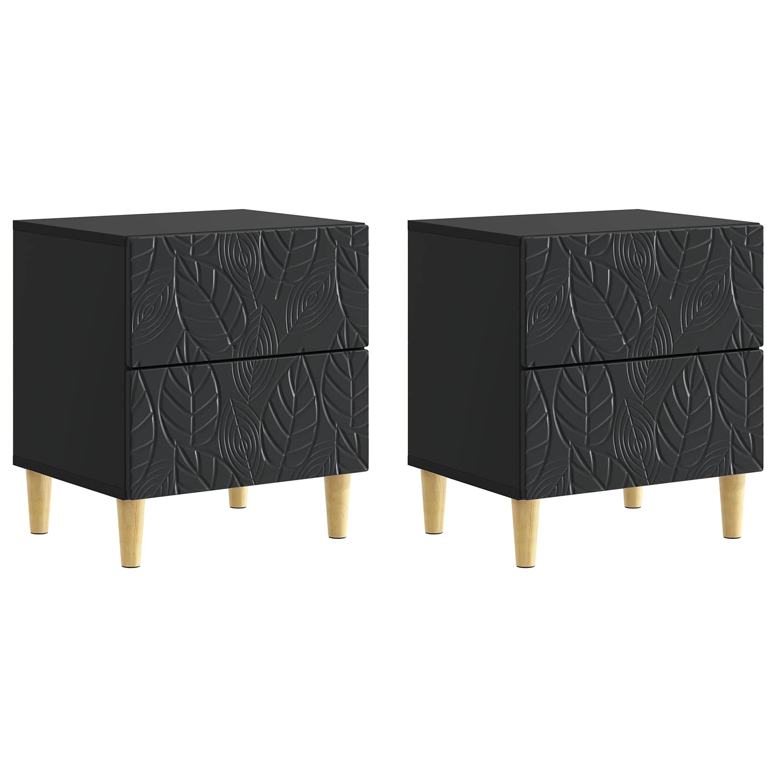 Κομοδίνο 2 pcs Μαύρο 43 x 34,5 x 48 εκ Επεξεργασμένο Ξύλο
