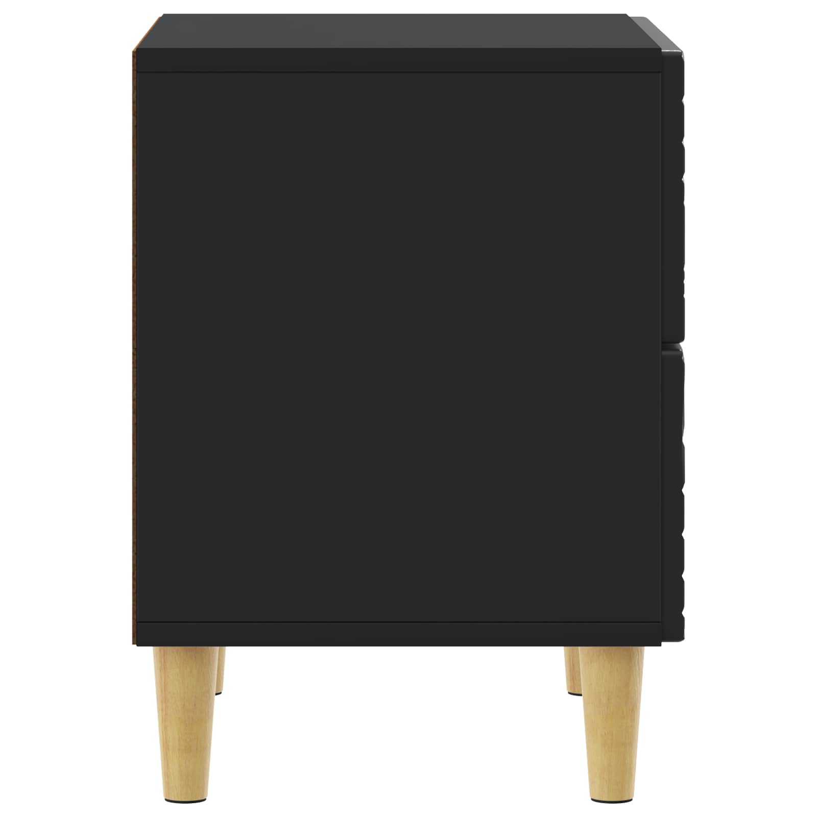 Κομοδίνο 2 pcs Μαύρο 43 x 34,5 x 48 εκ Επεξεργασμένο Ξύλο - Image 5