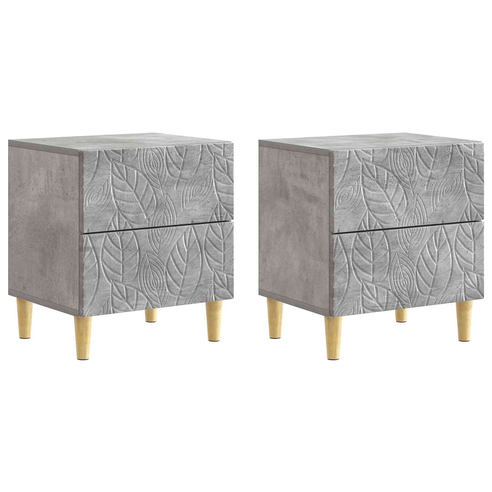 vidaXL Noptieră 2 pcs Gri Beton 43 x 34,5 x 48 cm Lemn prelucrat