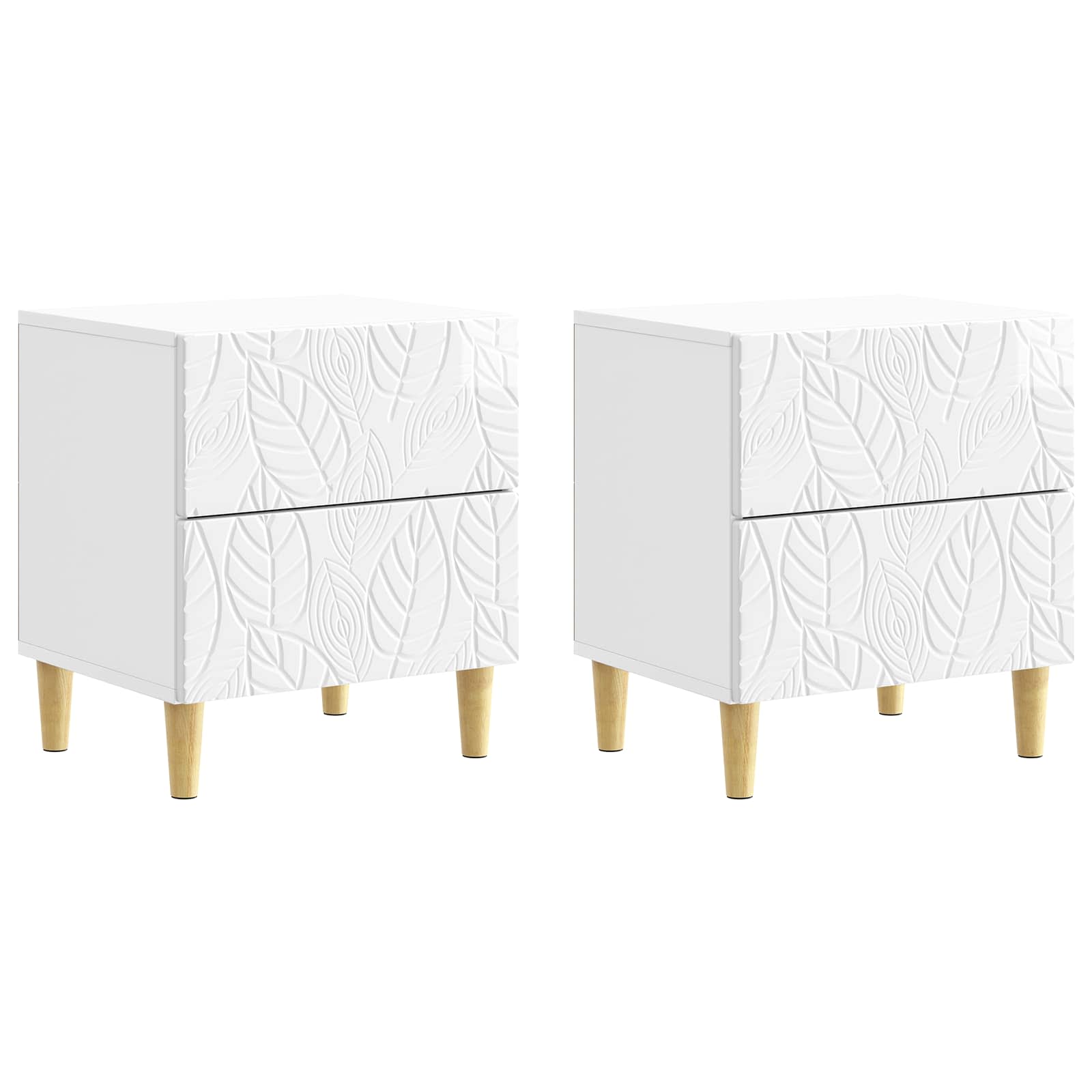 Κομοδίνο 2 pcs Γυαλιστερό Λευκό 43 x 34,5 x 48 εκ