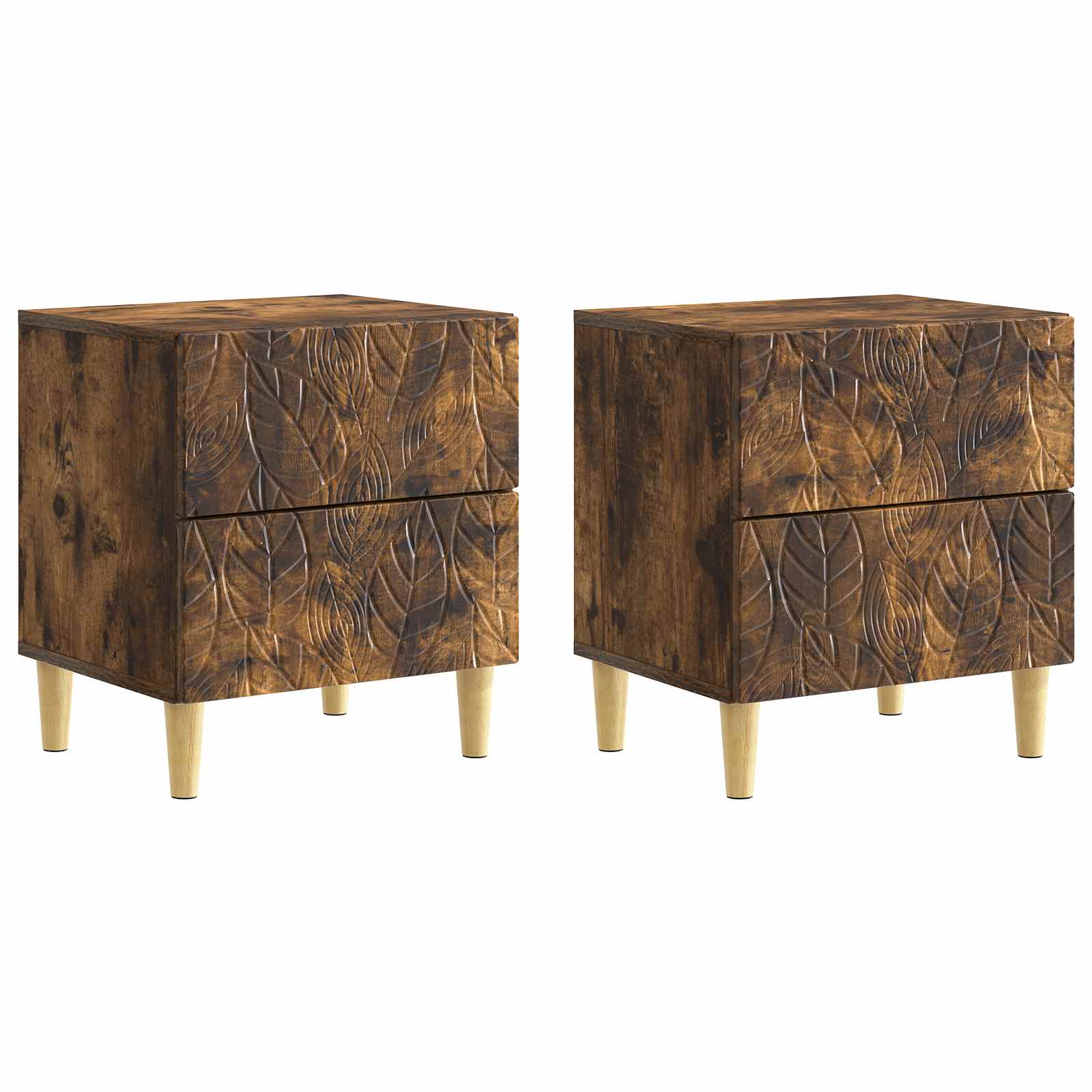 Κομοδίνο 2 pcs Καπνισμένο Ξύλο Δρυός 43 x 34,5 x 48 εκ