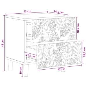 Noční stolek 2 pcs Staré dřevo 43 x 34,5 x 48 cm - obrázek 9