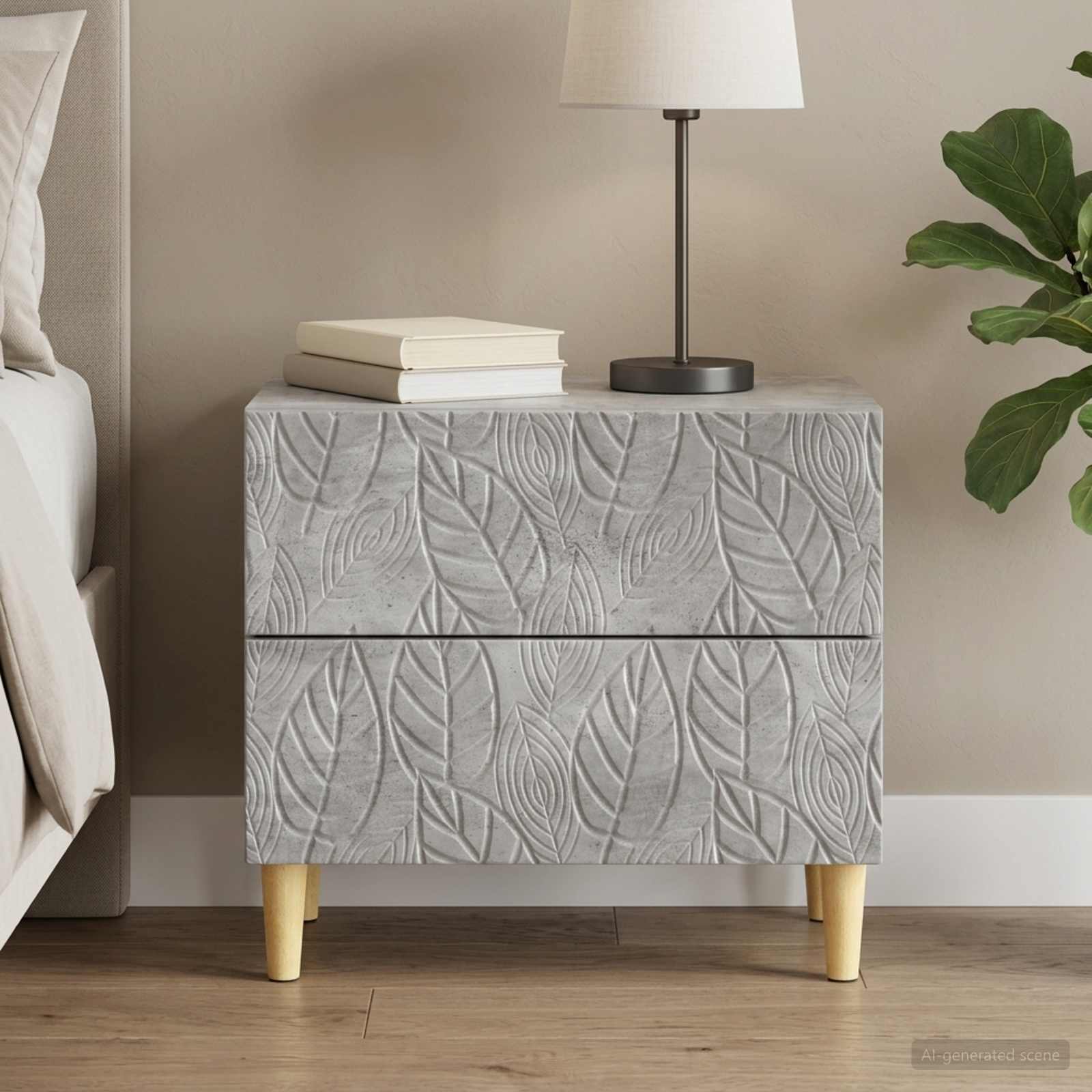 vidaXL Yöpöytä Betoninharmaa 62 x 34,5 x 48 cm Tekninen puu